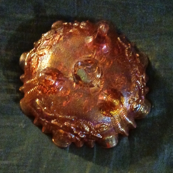 Orange Iridescent Floral Glass Bowl - Picture 2 of 6